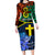 Tafea Day Long Sleeve Bodycon Dress Vanuatu Sand Drawing With Polynesian Pattern - Wonder Print Shop