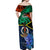 Tafea Day Off Shoulder Maxi Dress Vanuatu Sand Drawing With Polynesian Pattern - Wonder Print Shop