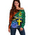 Tafea Day Off Shoulder Sweater Vanuatu Sand Drawing With Polynesian Pattern - Wonder Print Shop