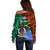 Tafea Day Off Shoulder Sweater Vanuatu Sand Drawing With Polynesian Pattern - Wonder Print Shop