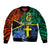 Tafea Day Sleeve Zip Bomber Jacket Vanuatu Sand Drawing With Polynesian Pattern - Wonder Print Shop