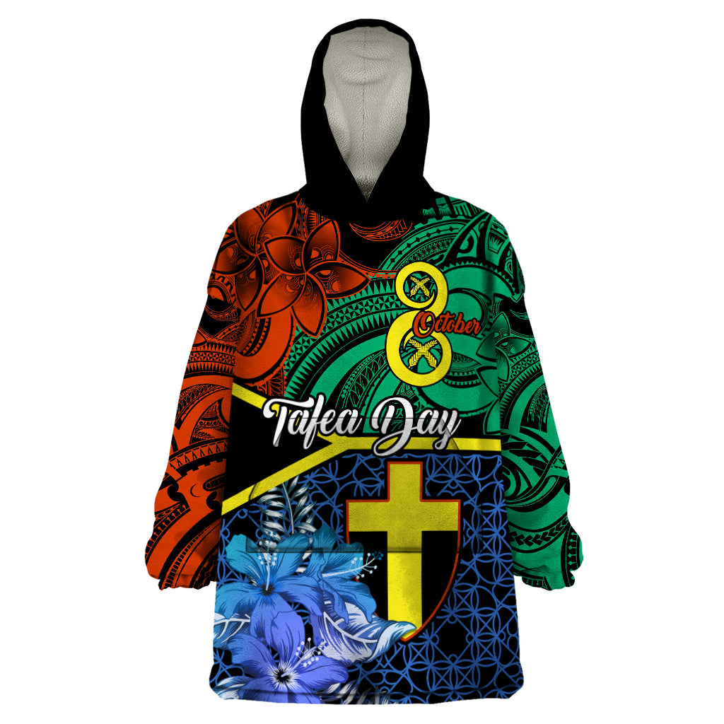 Tafea Day Wearable Blanket Hoodie Vanuatu Sand Drawing With Polynesian Pattern - Wonder Print Shop