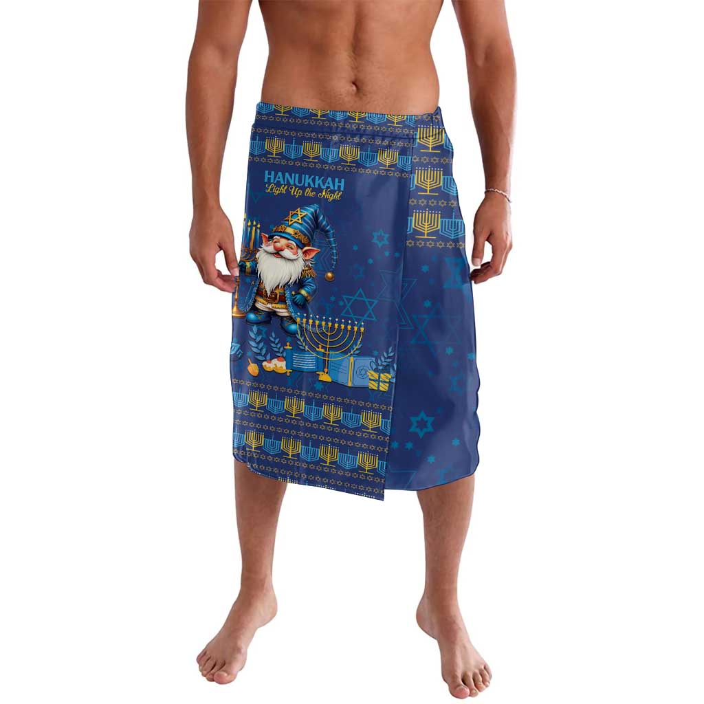 Blue Hanukkah sarong with Star of David and menorah pattern