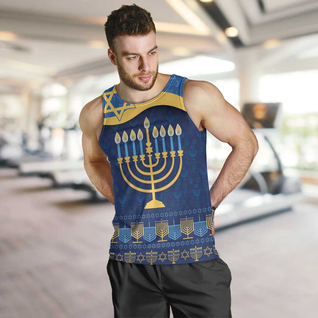 Love and Light Hanukkah Men Tank Top The Hanukkiah Menorah Pattern - Wonder Print Shop