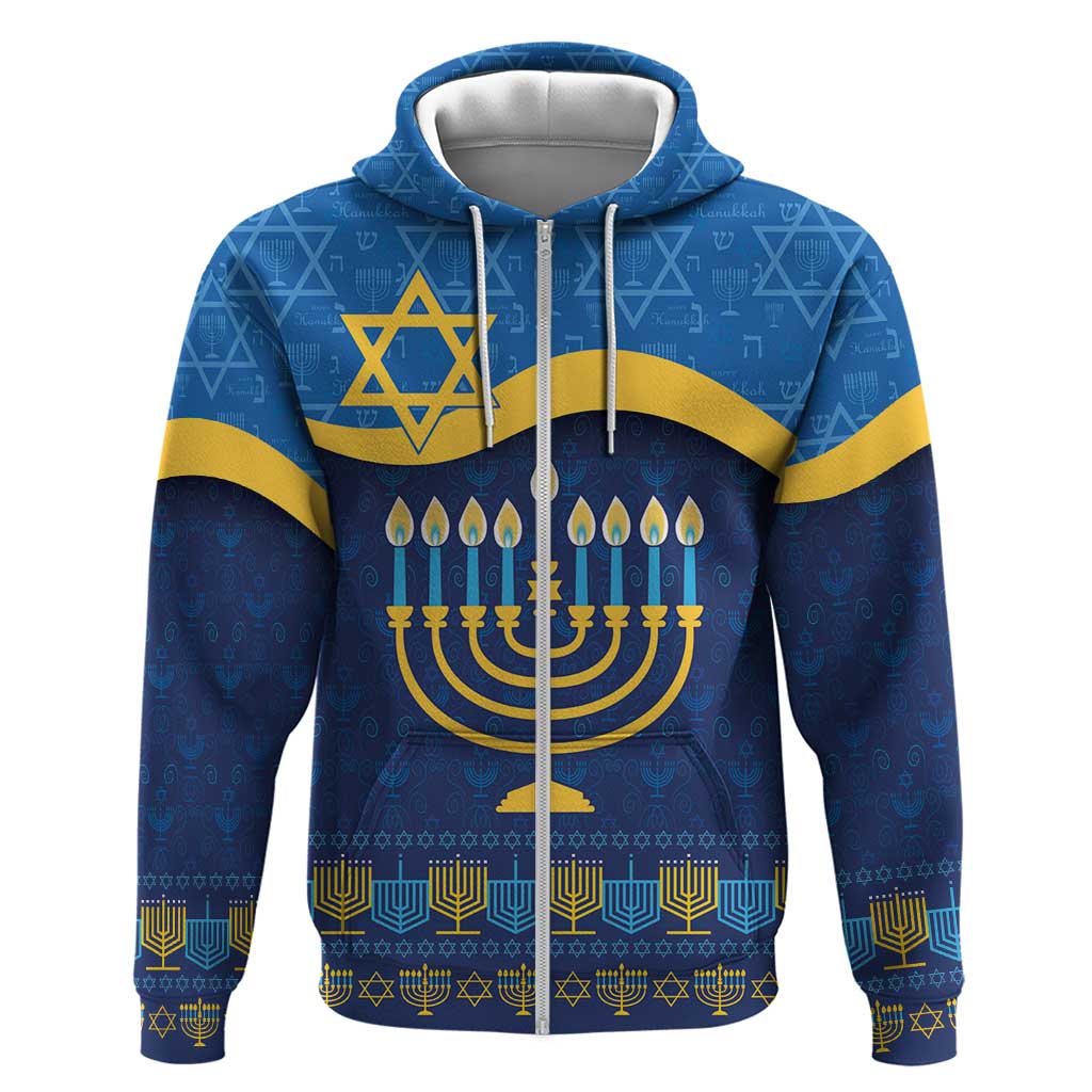 Love and Light Hanukkah Zip Hoodie The Hanukkiah Menorah Pattern - Wonder Print Shop