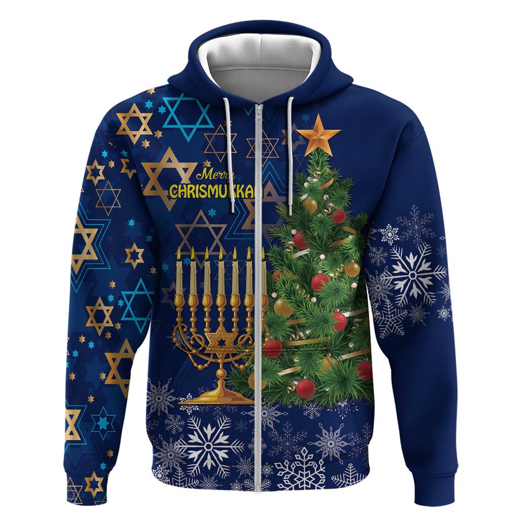 Merry Chrismukkah Zip Hoodie Merry Christmas and Happy Hanukkah - Wonder Print Shop