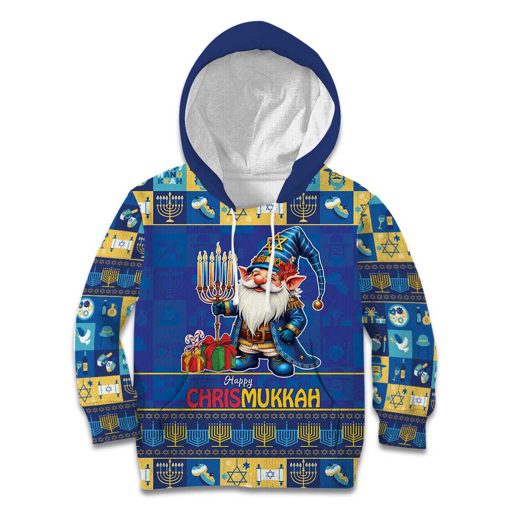 Merry Chrismukkah Kid Hoodie With Gnome Christmas Hanukkah - Wonder Print Shop