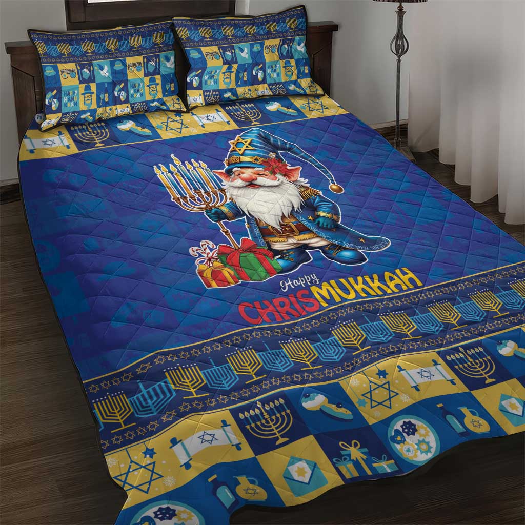 Merry Chrismukkah Quilt Bed Set With Gnome Christmas Hanukkah - Wonder Print Shop