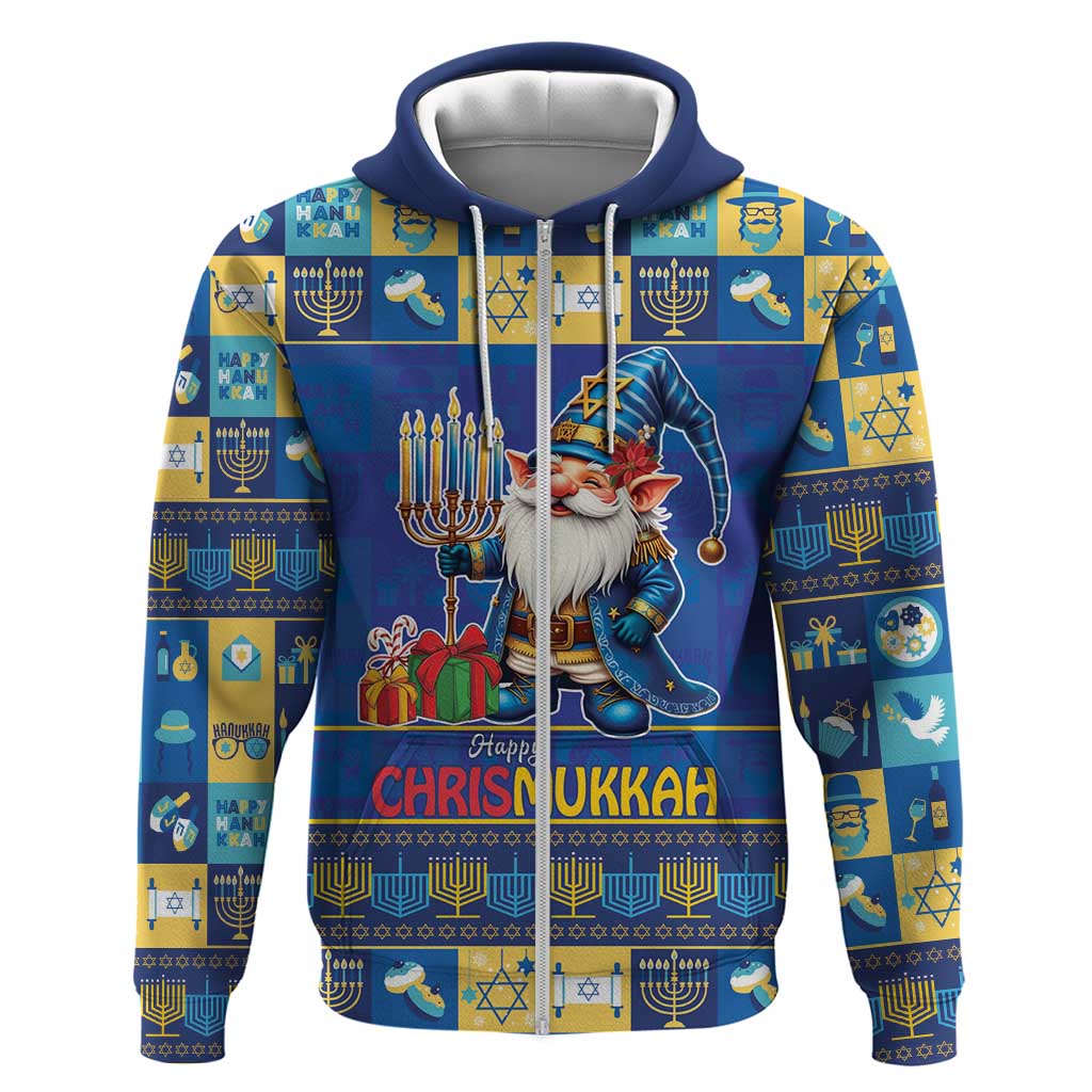 Merry Chrismukkah Zip Hoodie With Gnome Christmas Hanukkah - Wonder Print Shop