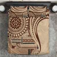 Brown tribal geometric duvet cover bedding set with two matching pillowcases.