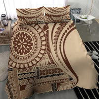 Brown and cream tribal duvet cover bedding set with two pillowcases.