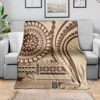 Geometric art blanket in brown and cream, large circular design with tribal patterns