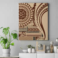 Brown geometric Samoan siapo style canvas wall art print, unframed square format