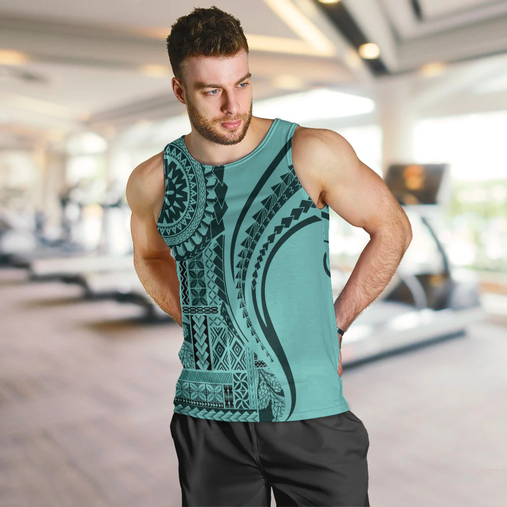 Samoa Siapo Arty Men Tank Top Turquoise Style - Wonder Print Shop