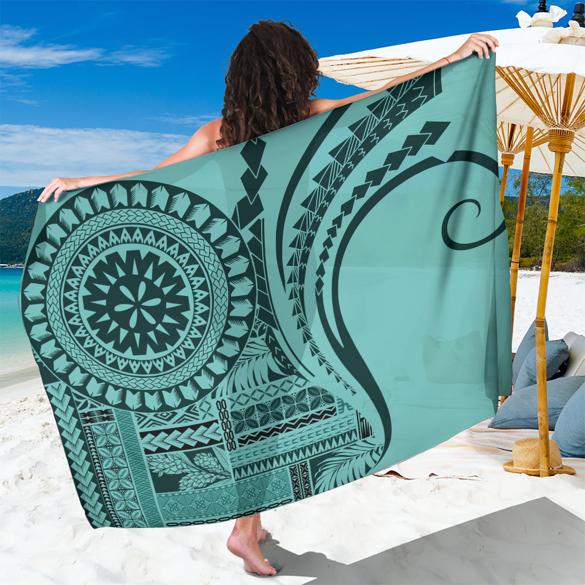 Samoa Siapo Arty Sarong Turquoise Style - Wonder Print Shop