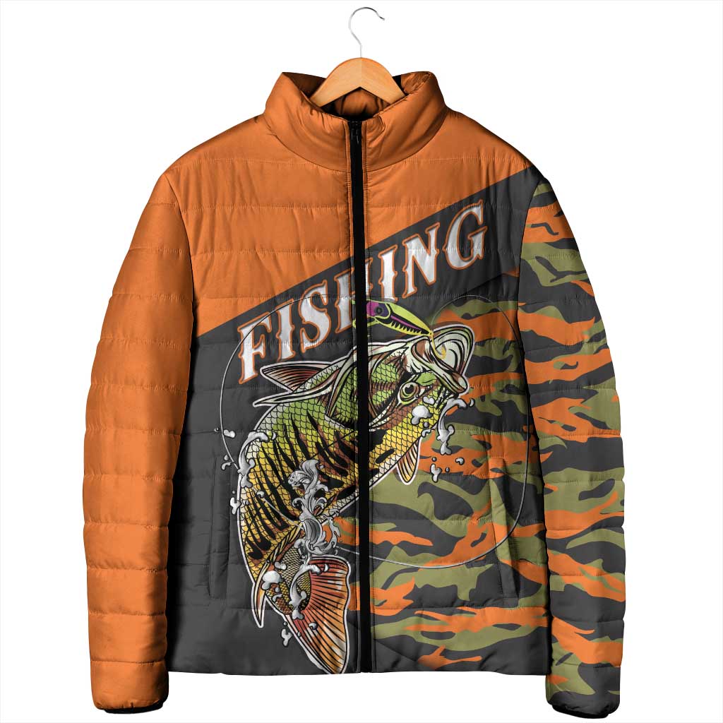 Bass Fishing Fisherman Padded Jacket Camouflag Pattern - Wonder Print Shop