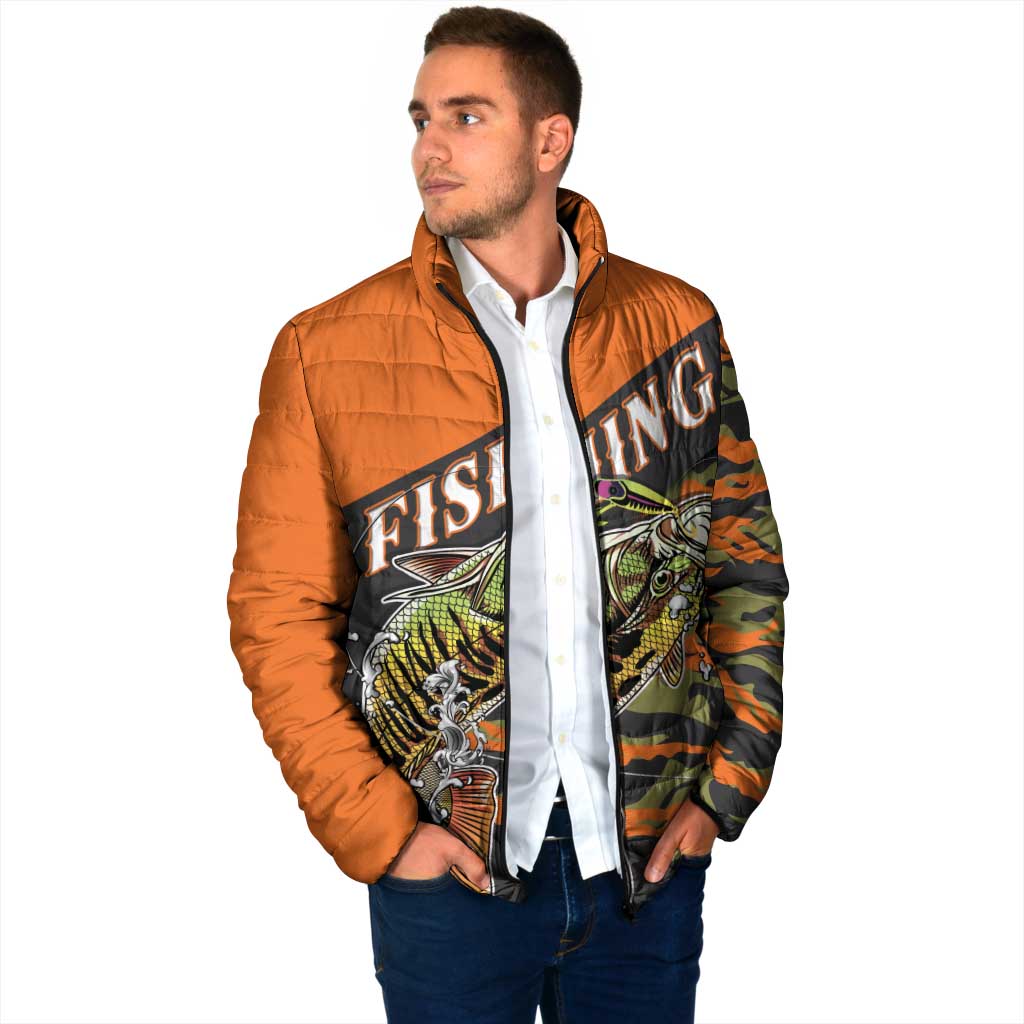 Bass Fishing Fisherman Padded Jacket Camouflag Pattern - Wonder Print Shop