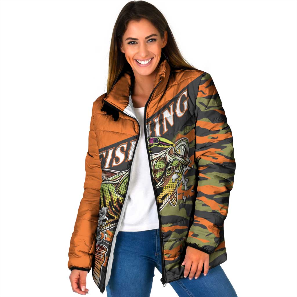 Bass Fishing Fisherman Padded Jacket Camouflag Pattern - Wonder Print Shop