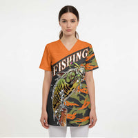 Bass Fishing Fisherman Scrub Top Camouflag Pattern - Wonder Print Shop