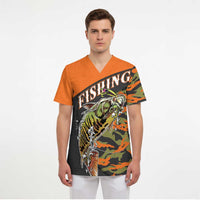 Bass Fishing Fisherman Scrub Top Camouflag Pattern - Wonder Print Shop