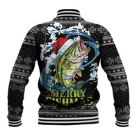 Funny Fishmas Bass Baseball Jacket Fish Santa Hat Christmas Vibes - Wonder Print Shop