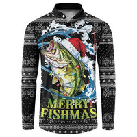 Funny Fishmas Bass Button Sweatshirt Fish Santa Hat Christmas Vibes - Wonder Print Shop