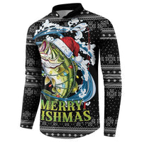 Funny Fishmas Bass Button Sweatshirt Fish Santa Hat Christmas Vibes - Wonder Print Shop