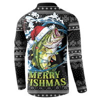 Funny Fishmas Bass Button Sweatshirt Fish Santa Hat Christmas Vibes - Wonder Print Shop