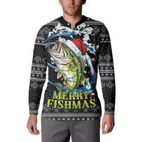 Funny Fishmas Bass Button Sweatshirt Fish Santa Hat Christmas Vibes - Wonder Print Shop