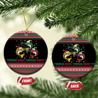 Funny Fishmas Bass Ceramic Ornament Christmas Santa Hat Lights - Wonder Print Shop