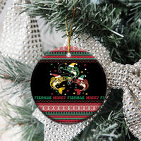 Funny Fishmas Bass Ceramic Ornament Christmas Santa Hat Lights - Wonder Print Shop