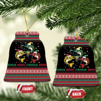 Funny Fishmas Bass Ceramic Ornament Christmas Santa Hat Lights - Wonder Print Shop