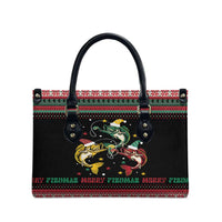 Funny Fishmas Bass Leather Bag Christmas Santa Hat Lights - Wonder Print Shop