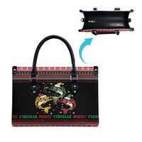 Funny Fishmas Bass Leather Bag Christmas Santa Hat Lights - Wonder Print Shop