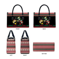 Funny Fishmas Bass Leather Bag Christmas Santa Hat Lights - Wonder Print Shop
