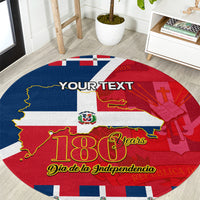 Round Dominican Republic independence day carpet with flag map and custom text