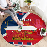 Personalized round carpet, Dominican flag design with Your Text and 180 Years