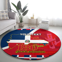 Round carpet with Dominican Republic Independence Day design and custom text