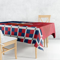 Independence Day tablecloth with red, white, and blue checkered flag design