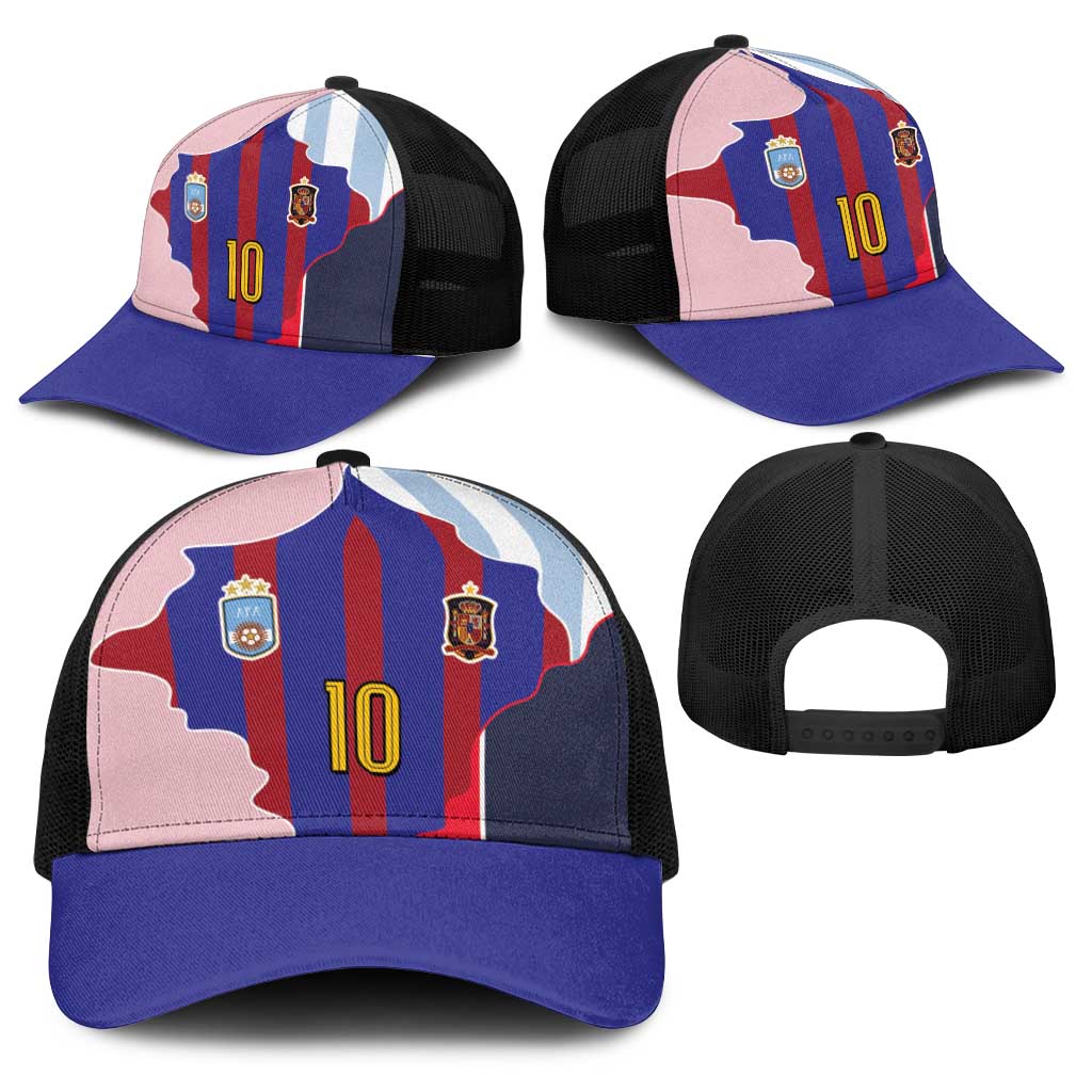 Custom Argentina and Spain Baseball Net Cap Special Vintage Match Team Edition