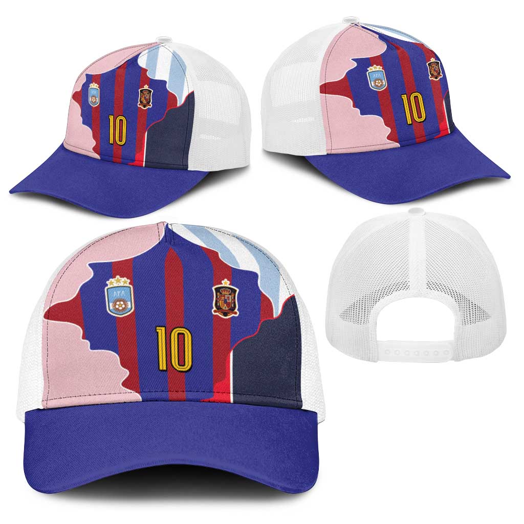 Custom Argentina and Spain Baseball Net Cap Special Vintage Match Team Edition