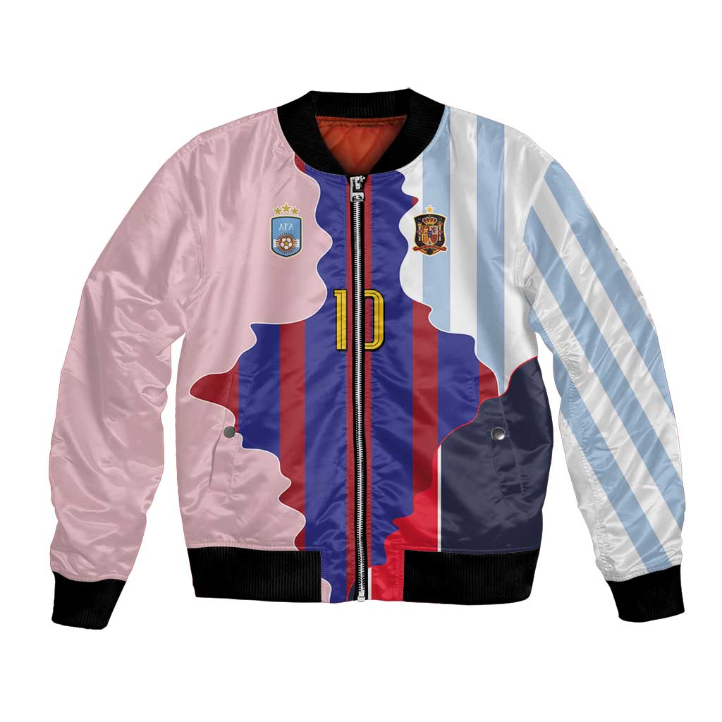 Custom Argentina and Spain Bomber Jacket Special Vintage Match Team Edition