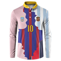 Custom Argentina and Spain Button Sweatshirt Special Vintage Match Team Edition