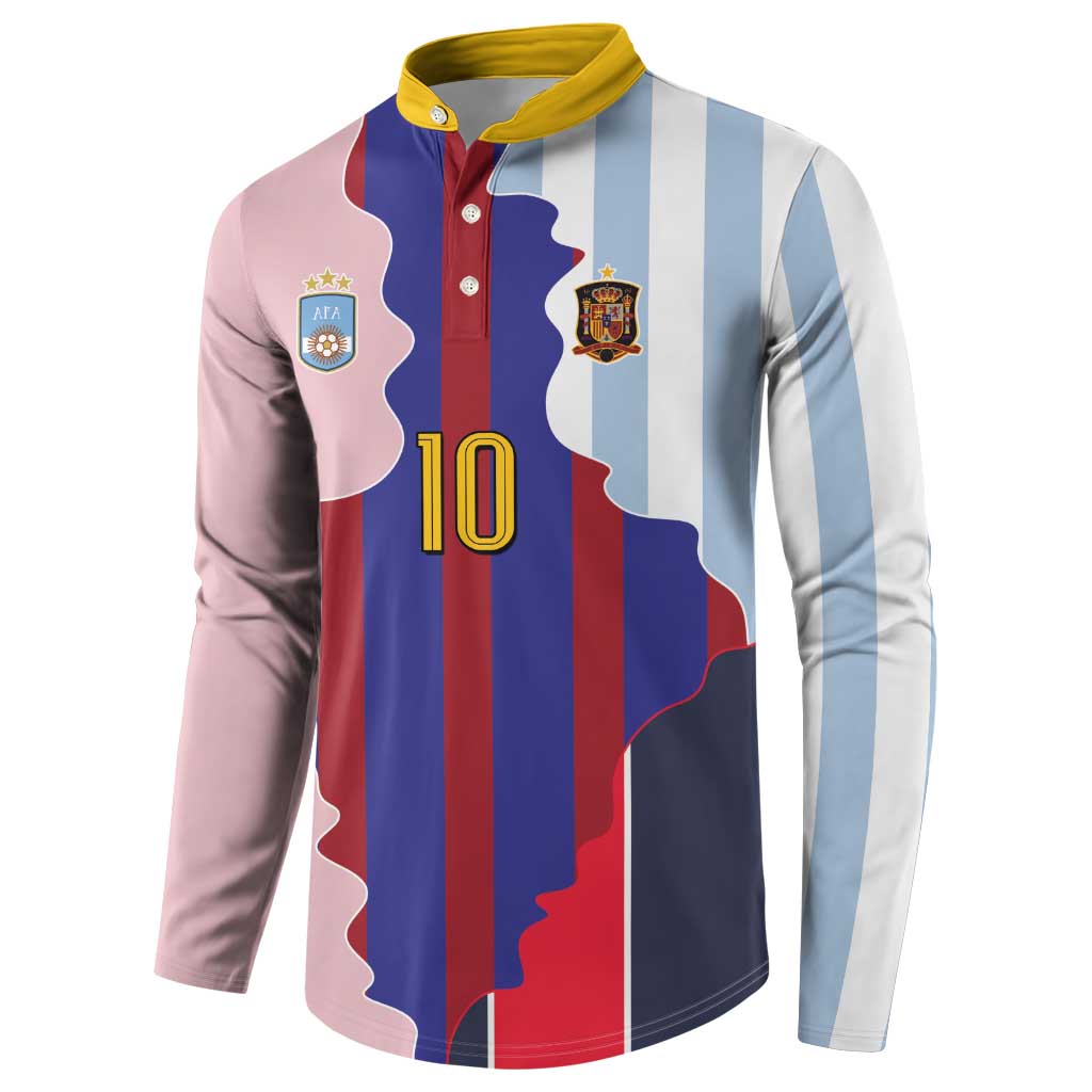 Custom Argentina and Spain Button Sweatshirt Special Vintage Match Team Edition