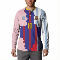 Custom Argentina and Spain Button Sweatshirt Special Vintage Match Team Edition