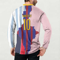 Custom Argentina and Spain Button Sweatshirt Special Vintage Match Team Edition