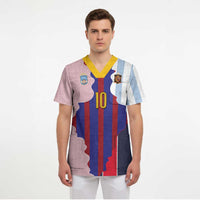 Custom Argentina and Spain Scrub Top Special Vintage Match Team Edition