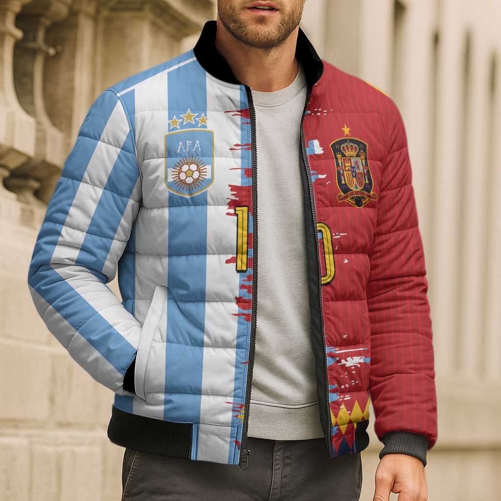 Custom Argentina and Spain Bomber Puffer Jacket 2026 Battle Finalissima