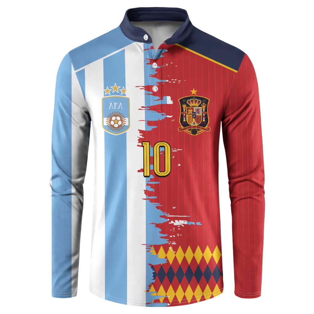 Custom Argentina and Spain Button Sweatshirt 2026 Battle Finalissima