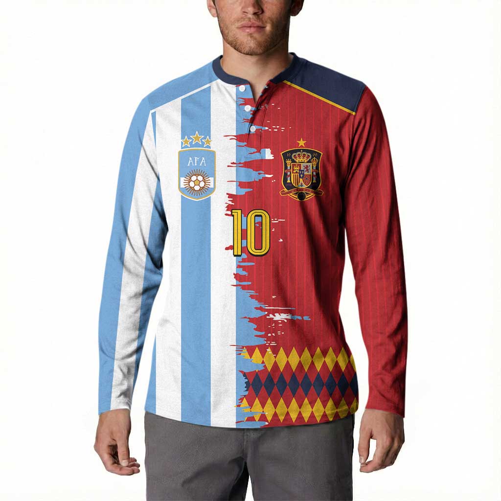 Custom Argentina and Spain Button Sweatshirt 2026 Battle Finalissima